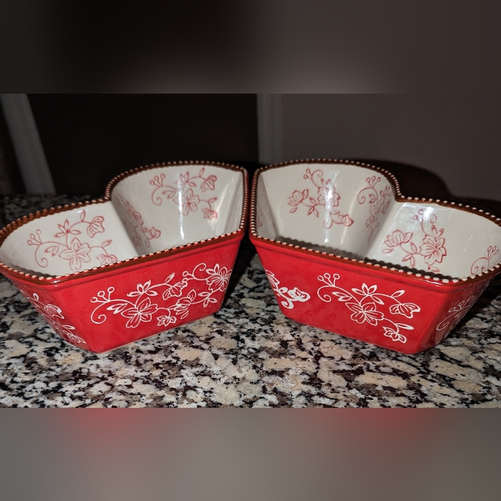 Temptations Red Floral Lace Bakeware Set of 3